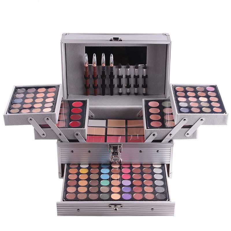 Professional Makeup Set Piano Aluminum Box Eeyeshadow Palette Powder Lip Gloss Blush Multifunctional Cosmetic Tool